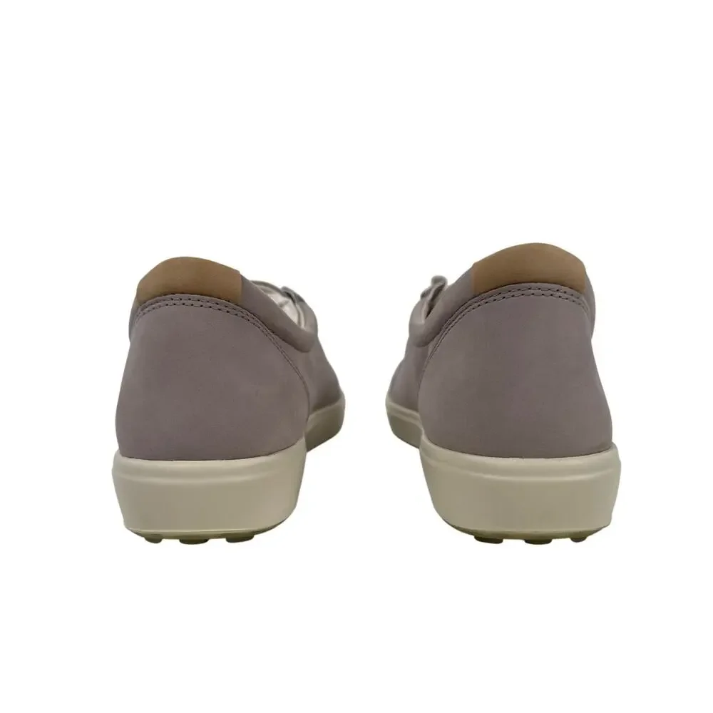 Ecco Soft 7 Casual Sneaker Womens‎ 7 7.5 EU 38 Nubuck Leather Grey Rose Flat